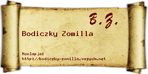 Bodiczky Zomilla névjegykártya